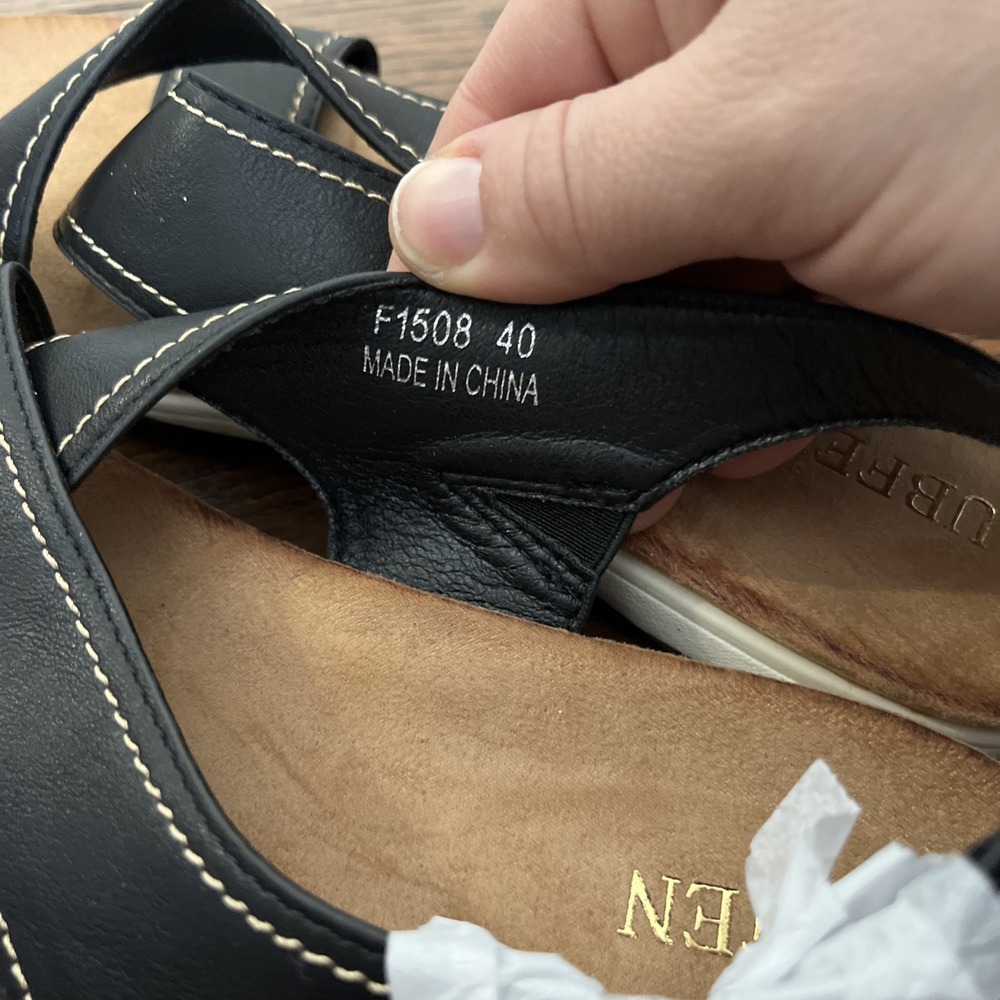 UBFEN Womens Flat Sandals Arch Support Slingback Black Size 40 / 9 - Picture 8 of 8